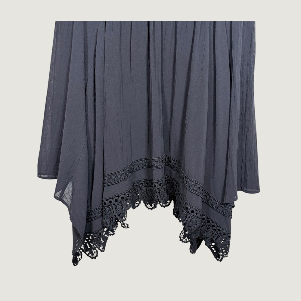 Isabel Marant Étoile Black Cotton Handkerchief Hem Eyelet Lace Boho Skirt 42/L - Picture 4 of 12